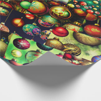 Vintage Christmas Ornaments Sampler Wrapping Paper