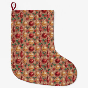 Vintage Christmas Ornaments Seamless Pattern Large Christmas Stocking