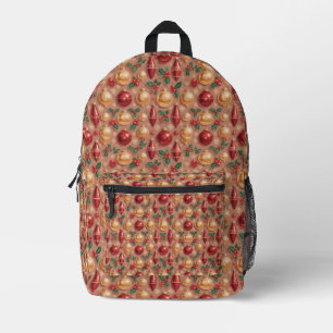 Vintage Christmas Ornaments Seamless Pattern Printed Backpack