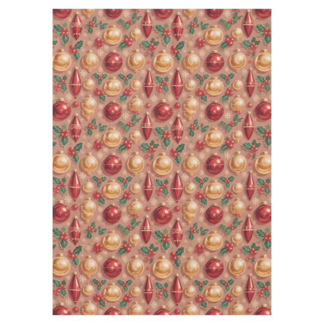 Vintage Christmas Ornaments Seamless Pattern Tablecloth (Front)