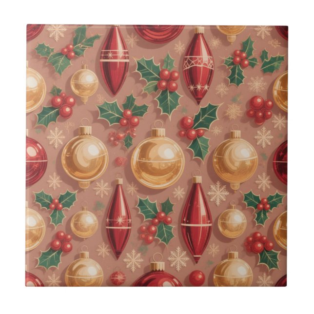 Vintage Christmas Ornaments Seamless Pattern Tile (Front)