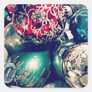 Vintage Christmas Ornaments Square Sticker