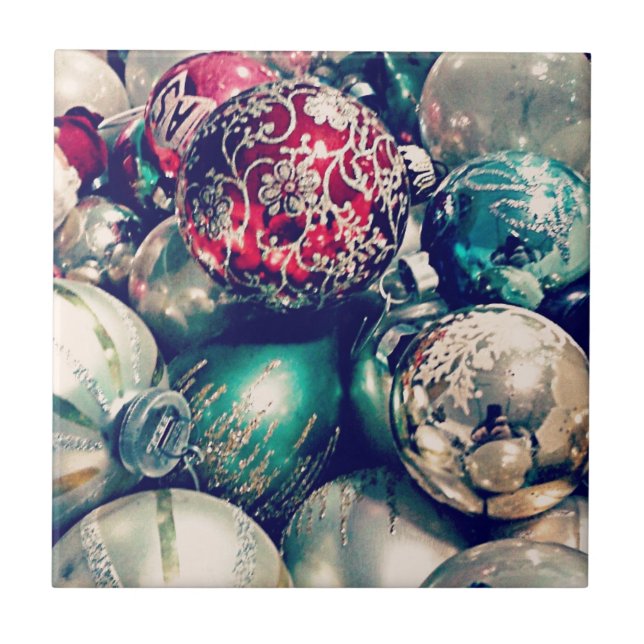 Vintage Christmas Ornaments Tile (Front)