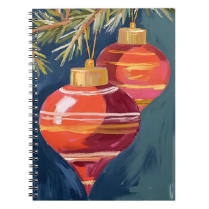 Vintage Christmas Ornaments Watercolor Notebook