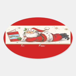 Vintage Christmas Oval Sticker