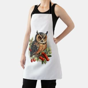 Vintage Christmas Owl Apron
