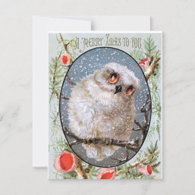 Vintage Christmas Owl Holiday Card (Front)