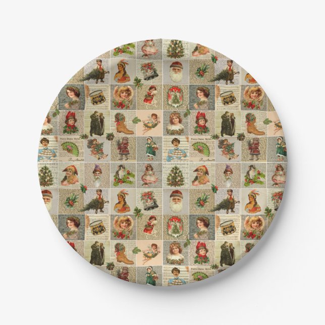 Vintage Christmas Paper Plates 7" (Front)