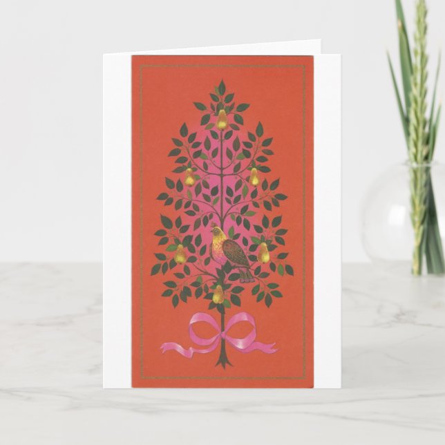 Vintage Christmas Partridge Holiday Card (Front)