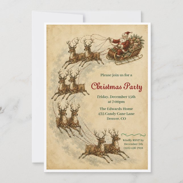 Vintage Christmas Party Invitation (Front)