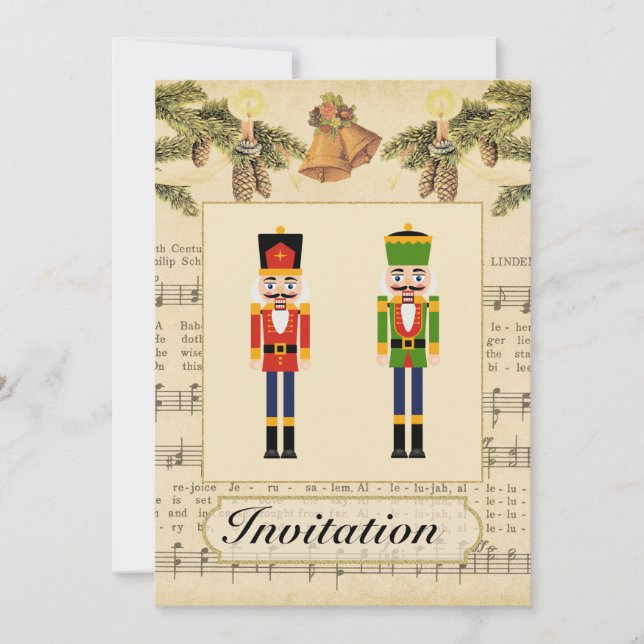 Vintage Christmas Party Invitation with Christmas (Front)