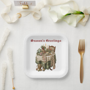 Vintage Christmas Party Tableware Collection Paper Plate