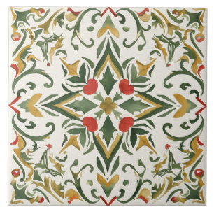 Vintage,Christmas Pattern, Artwork Ceramic Tile