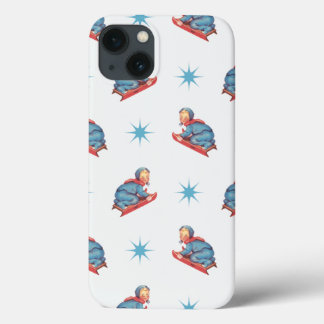 Vintage Christmas Pattern, Child Sledding in Snow iPhone 13 Case