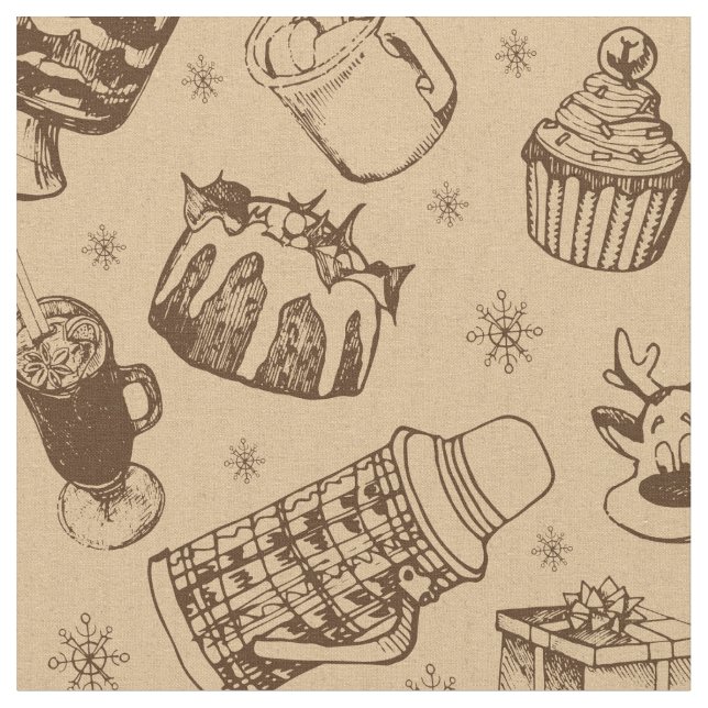 vintage christmas pattern fabric (Close Up)
