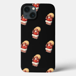 Vintage Christmas Pattern, Jolly Santa Claus iPhone 13 Case