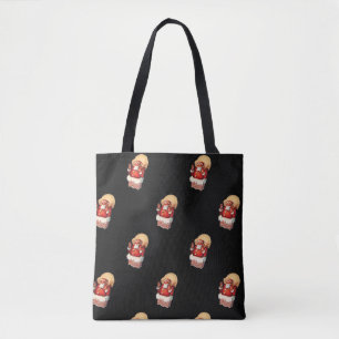 Vintage Christmas Pattern, Jolly Santa Claus Tote Bag