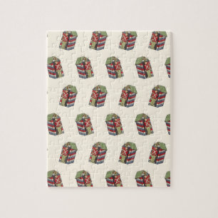 Vintage Christmas Pattern, Nutcracker Toy Soldier Jigsaw Puzzle