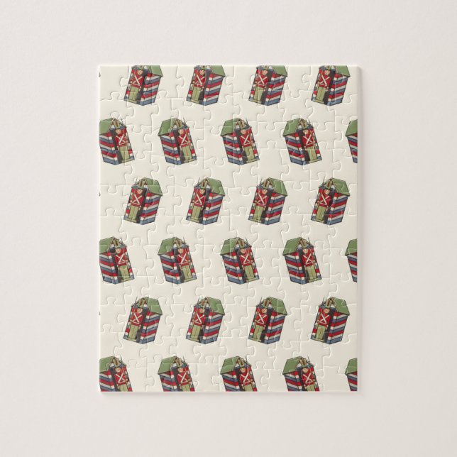 Vintage Christmas Pattern, Nutcracker Toy Soldier Jigsaw Puzzle (Vertical)