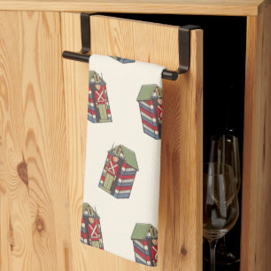 Vintage Christmas Pattern, Nutcracker Toy Soldier Kitchen Towel