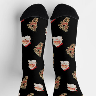 Vintage Christmas Pattern, Santa Claus Socks