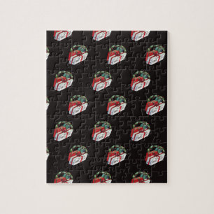 Vintage Christmas Pattern with Wrapped Presents Jigsaw Puzzle