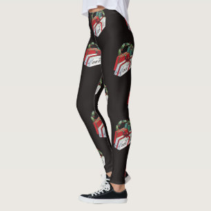 Vintage Christmas Pattern with Wrapped Presents Leggings