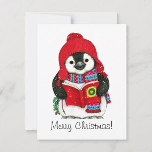 Vintage Christmas Penguin  Holiday Card