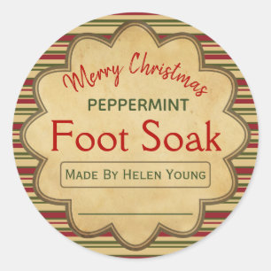 Vintage Christmas Peppermint Foot Bath Soak Labels