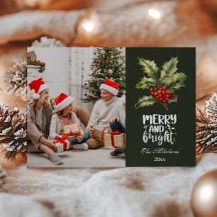 Vintage Christmas Photo Family Celebration Holiday Card