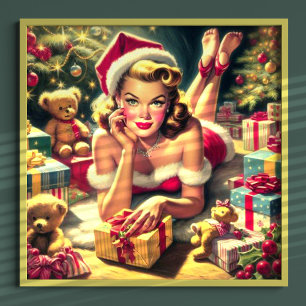 Vintage Christmas Pin up Poster