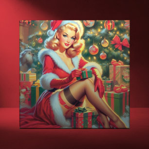 Vintage Christmas Pin Up Tile