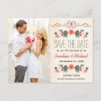 Vintage Christmas Pine Cone Save the Date