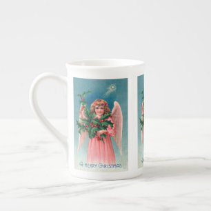 Vintage Christmas pink Angel tea cup