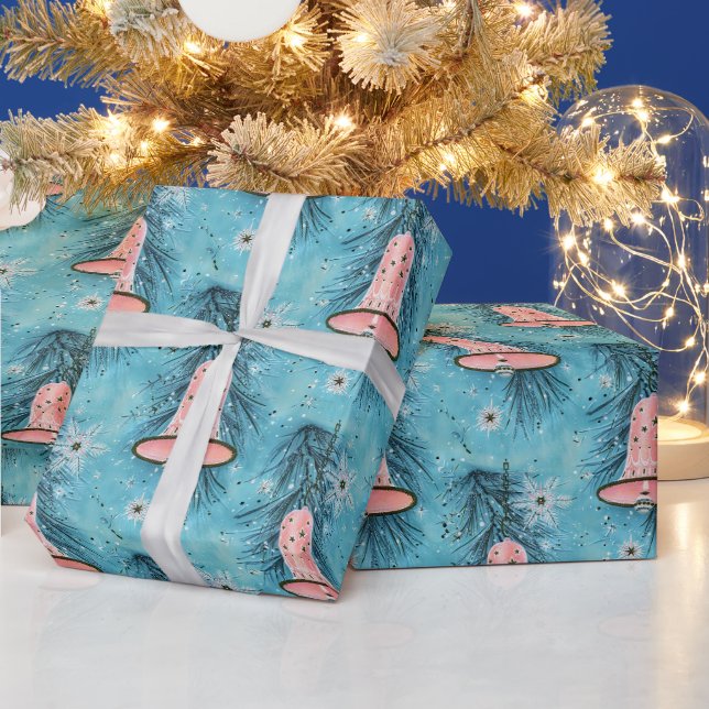 Vintage Christmas: Pink Bells & Snowflakes Wrapping Paper (Holidays)