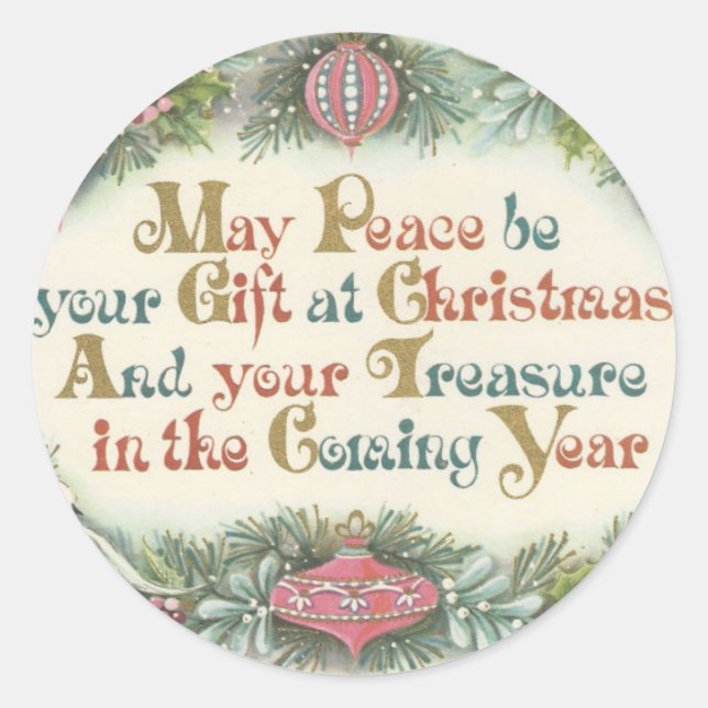 Vintage Christmas Pink With Doves Classic Round Sticker (Front)