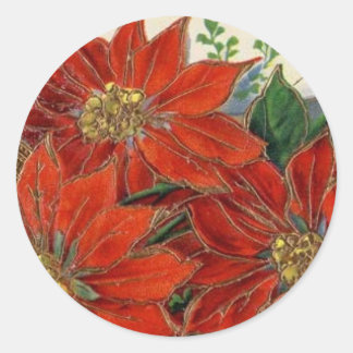 Vintage Christmas Poinsettia Holiday Stickers