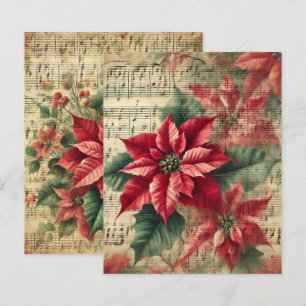 Vintage Christmas Poinsettia Sheet Music Scrapbook