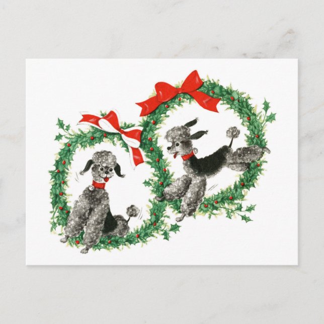 Vintage Christmas Poodles Retro Holiday (Front)