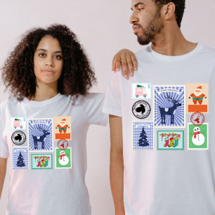 Vintage Christmas Postage Stamp Collage  T-Shirt
