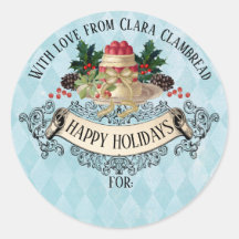 Vintage Christmas pudding Christmas sticker