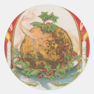 Vintage Christmas Pudding Classic Round Sticker