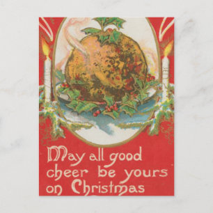 Vintage Christmas Pudding Holiday Postcard