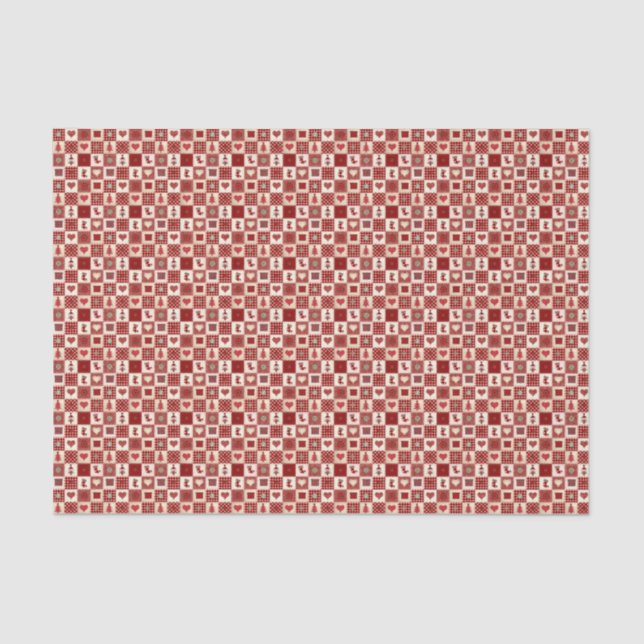 Vintage Christmas Quilt Pattern Tissue Paper (Front)