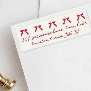 vintage christmas red berry bows Return Address