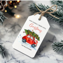 Vintage Christmas Red Car & Tree