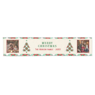 Vintage Christmas Red Green Tartar Plaid 2 Photos Short Table Runner