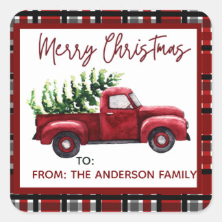 Vintage Christmas Red Truck Gift Tags