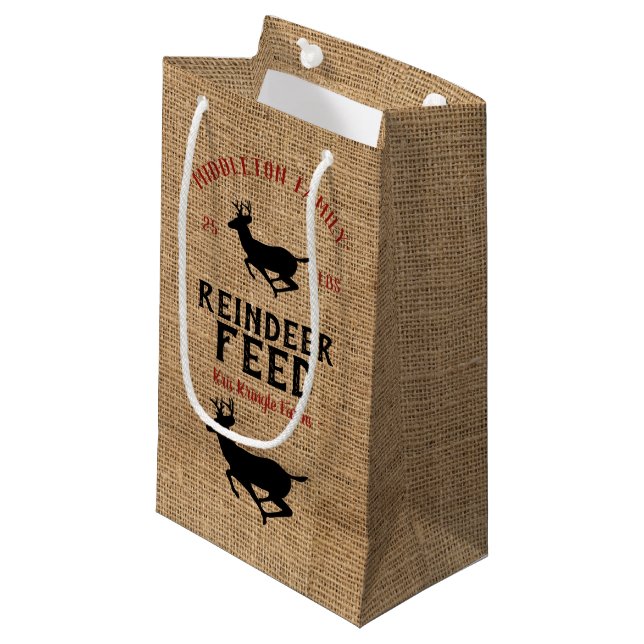 Vintage Christmas - Reindeer Feed Small Gift Bag (Front Angled)