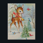Vintage Christmas reindeer Holiday postcard<br><div class="desc">design by www.etsy.com/Shop/HeartlandMix</div>